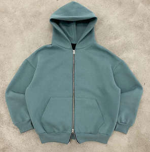 Custom Heavyweight 100% Cotton French Terry <b>Hoodie</b> Quality <b>Black</b> 480 500 550 600 Gsm <b>Zip</b> up Stone Acid Wash Winter <b>Hoodie</b> - Product Image 3