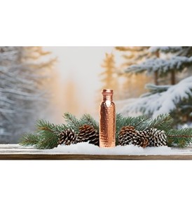 100% botellas de agua de cobre martillado botella de cobre puro viaje esencial curación Ayurveda - Product Image 2