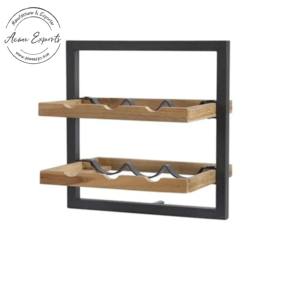 Indian Wholesale <b>Small</b> 2 Tier Decorative Square <b>Wall</b> <b>Shelf</b> with Wooden Wine Racks Used for Wine Display and Storage Rack - Product Image 1