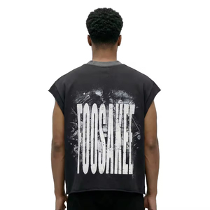 Wholesale Custom Men <b>Oversized</b> Boxy Fit <b>Vest</b> 100% Cotton 230GSM Vintage Acid Wash Streetwear Graphic Design Tank <b>Top</b> - Product Image 3