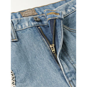 2026 pantalones cortos vaqueros personalizados cortar y coser dobladillo crudo apliques desgastados bordado Pacthes ácido lavado Jorts pantalones cortos de mezclilla hombres - Product Image 4