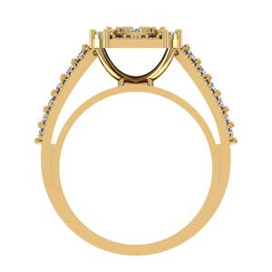 Anillo Clásico de Oro Amarillo de 10K con Diamantes Cultivados en Laboratorio para Mujer, Halo Cuadrado, Banda de Varias Hileras, Joyería Fina, Regalo de Compromiso y Boda - Product Image 4