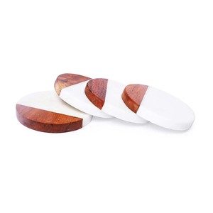 Heart Shape Marble and Wooden <b>Coaster</b> Set <b>Heat</b> Resistant Stylish Drink <b>Coasters</b> Gift Ready for Dining Coffee Table Decor - Product Image 2