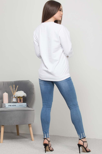 Sudadera de cuello redondo de peso pesado personalizada para mujer Otoño Invierno estilo Vintage bordado de letras sudaderas para mujer - Product Image 4