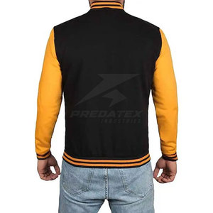 Veste pour homme de qualité supérieure avec logo personnalisé, manches longues, col montant, style Letterman, polyester/coton, séchage rapide - Product Image 4