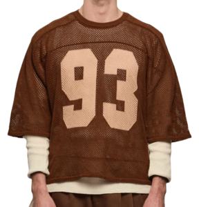 Camiseta de Fútbol Transpirable con Diseño de Malla Oversize, Tallas Grandes, Estilo Urbano Personalizado para Aficionados, Camiseta de Fútbol Americano de Corte Holgado - Product Image 1