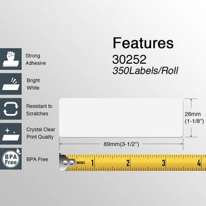 Etiquetas Térmicas Directas Compatibles de 1-1/8" <span class=keywords><strong>X</strong></span> 3-1/2" de Repuesto para DYMO 30252, Códigos de Barras, Direcciones, Envíos - Product Image 4
