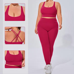 Conjuntos de mujer conjuntos de Fitness de gimnasio transpirables 2 uds. Sujetador deportivo de talla grande de secado rápido y mallas conjuntos de Yoga de cintura alta para mujer - Product Image 5