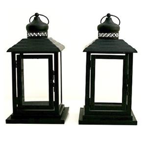 Ensemble de 2 lanternes en métal pour bougeoir photophore avec verre pour table maison intérieur jardin sol mariage ensemble de 2 pièces fer, iro - Product Image 5