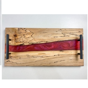 Plateau de service en bois et résine rectangulaire fait à la main avec une bonne qualité plateau de service de nourriture de taille personnalisée pour une utilisation de mariage - Product Image 3