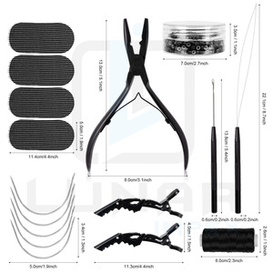 Ofrecemos herramientas de extensión de cabello personalizadas con accesorios en color negro mate con etiquetado de marca - Product Image 2