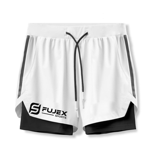 Pantalones cortos deportivos para hombre con forro 2 en 1 y logotipo personalizado, pantalones cortos ecológicos para correr y hacer deporte - Product Image 3