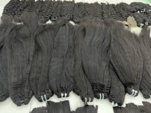 Vietnamien 100% Naturel Vierge Remy Cheveux Tissage Bundles Machine Double Trame 100g Long Jet Noir Yaki Cuticules Alignées - Product Image 2