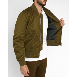 <b>Men's</b> Classic Olive <b>Green</b> Bomber <b>Jacket</b> <b>Waterproof</b> Lightweight Casual Style Outdoor Coat Wholesale - Product Image 5
