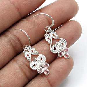 ต่างหูเงินแท้925มาใหม่เครื่องประดับอัญมณีแนวโบโฮสำหรับผู้หญิงดีไซน์เรียบง่ายประดับด้วยลูกแพร์ตัดจากธรรมชาติ - Product Image 2