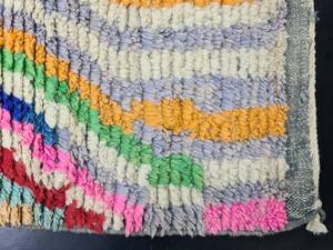 Thảm Boujaad sọc kiểu Morocco, thảm len thủ công, thảm Berber, màu hồng và xanh tuyệt đẹp, thảm dệt tay ấm cúng, phong cách Boho - Product Image 2