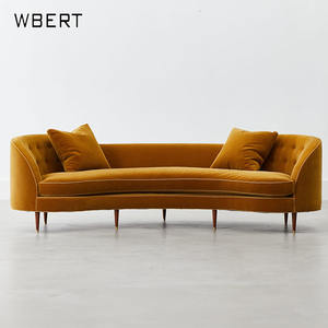 WBERT American <strong>Neo</strong>-classical Grey Velvet Curved Light <strong>Luxury</strong> Nordic Living Room Semi-circular Combination Designer Studio Sofa - Product Image 1