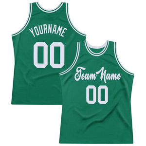 Custom Printed <b>Green</b> Basketball Jersey White Trim Personalized Name Number 00 <b>Mesh</b> Sleeveless Quick Dry Breathable Sports <b>Top</b> - Product Image 1