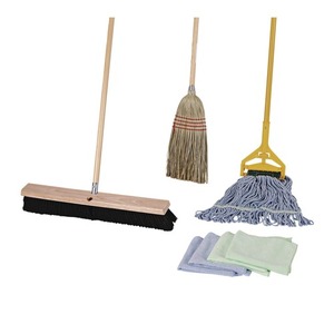 Kit de Limpieza Boardwalk Azul Medio de 60 Pulgadas con Cabezal de Algodón/Rayón/Sintético y Mango de Madera Natural/Amarilla/Metal (1 Kit) - Product Image 1