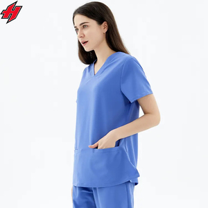 Personnalisé Femmes Hommes Extensible Gommage Col en V Hauts Pantalon Droit Uniformes D'hôpital Ensembles Gommage Médical Ensemble Gommage Infirmière Scrubs Uniformes Ensembles - Product Image 3