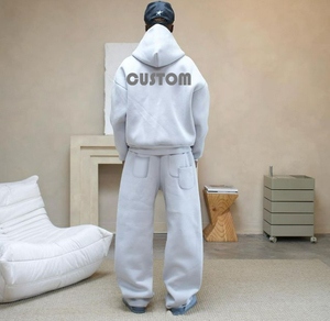 Conjunto Deportivo de 2 Piezas para Hombre, Informal, de Invierno, con Logotipo Personalizado, Transpirable, Cortavientos, Sudadera con Capucha y Pantalones Deportivos, 100% Algodón - Product Image 4