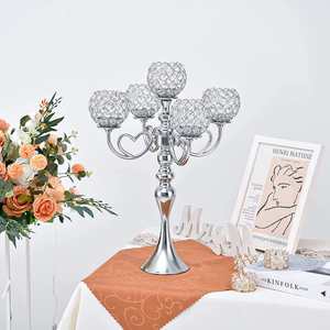 Candelabre en cristal métallique, porte-bougie, centre de table de mariage, décoration de table de banquet, décoration d'événement, décoration de fête, décoration d'intérieur, accents de qualité supérieure - Product Image 4