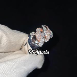 Anillo Cubano de Oro CVD de 10K para Hombre y Mujer, Banda de Boda con Diamantes, Estilo Hip Hop, VVS Lab Grown, Unisex - Product Image 4