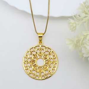 Exclusive Gold Pendant Necklace Tribal Brass Jewelry Women 18k Gold Plated Geometric Round Mandala Pendant For Wholesale/OEM/ODM - Product Image 5