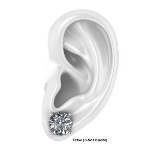 Boucles d'oreilles clous en diamant rond brillant à 4 griffes, 1,00 carat, DEF VS1, diamant de laboratoire en or 14 carats, pour mariage, fiançailles, soirée - Product Image 1