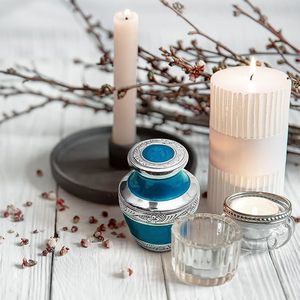 Handmade <b>Large</b> Adult Mosaic Aluminium Glass Cremation <b>Urn</b> Unique Funerals Supply With Individual Tiles Applied Burial - Product Image 2