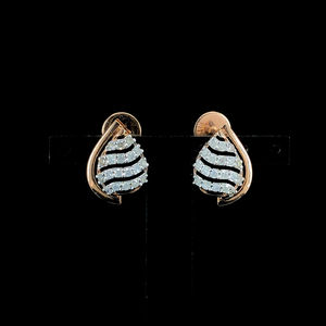 Bijoux en gros, boucles d'oreilles élégantes en forme de mangue, design de qualité supérieure, or rose massif pur, véritable diamant rond taille brillant - Product Image 1