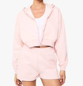 Sweat à capuche zippé court en polaire pour femme, collection hiver 2025, qualité supérieure, manches longues, en coton écologique, idéal pour l'extérieur - Product Image 4