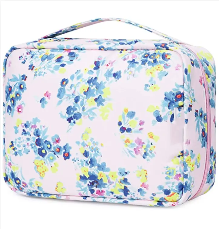 Borsa cosmetica fiore rosa trucco Orgnazier borsa da toilette impermeabile custodia da viaggio per ragazze donne