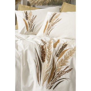 Alvora Mustard Cotton Box Brode Series Double Duvet Cover Set with Plant Pattern 4-Piece 200x220cm Machine Washable for Home Use - Product Image 2