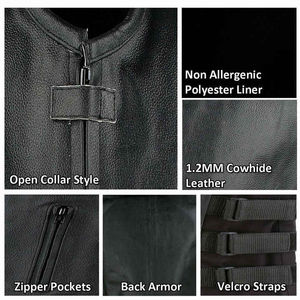 Gilet en cuir véritable pour homme de qualité supérieure, chaud et imperméable pour l'automne et l'hiver, avec poche décorative sans manches - Product Image 5