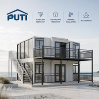 Maison conteneur moderne extensible à double étage de 40 pieds, résistante aux ouragans, pour utilisation en bord de mer, disponible dès maintenant