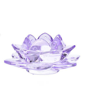 Support à bougie en verre transparent Lotus pour la maison, vente en gros - Product Image 4