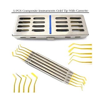 Nuevos artículos Dental Composite Gold Tip Plugger Kit de dentista Herramienta Cassette de acero inoxidable Instrumentos manuales - Product Image 1