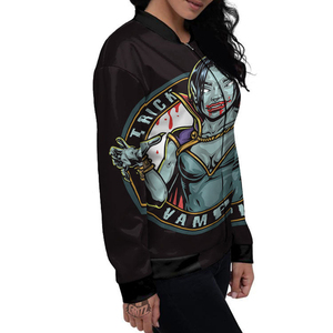 Chaqueta de bombardero de satén para mujer personalizada, moda de calle con estampado de sublimación, longitud larga, transpirable y rellena de algodón - Product Image 3