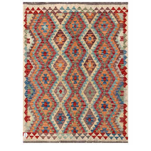 Alfombra Kilim de Maimana, Afganistán, 201 x 149 cm, Juego de Alfombras - Product Image 1