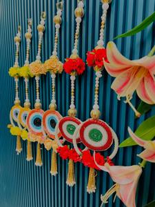 Adorno de Pared Hecho a Mano con Ojo Turco, Decoración de Pared con Flores Artificiales y Borlas |   Decoración Festiva de Protección Vastu - Product Image 5