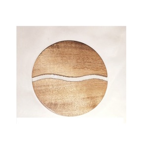 Sous-verre en bois d'acacia et résine fabriqué en Inde, qualité supérieure, fait à la main pour la maison, le restaurant, la cuisine, dessus de table, forme ronde - Product Image 5