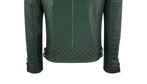 Chaqueta de motorista con cuello levantado de invierno informal para hombre en cuero de piel de cordero genuino negro con cierre de cremallera Tipo de suministro ODM - Product Image 4