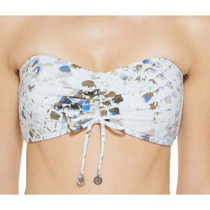 Top bikini DKNY da donna blu stampato con fascia e laccetti frontali, taglia XL, traspirante, due pezzi, con motivo a maglia, push-up, taglio sgambato - Product Image 3