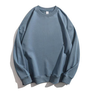 Sweat-shirt à col rond surdimensionné pour homme en coton Streetwear uni teint uni Motif uni Sweat-shirt personnalisé - Product Image 6