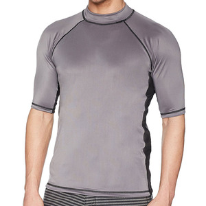 Rash Guard personnalisé de haute qualité avec logo Vente en gros Chemises de bain unies de Jiu Jitsu Fitness Imprimé à manches courtes Mma Rash Guard pour hommes - Product Image 1