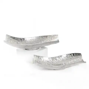Lot de 2 plateaux de service en métal à haute qualité en aluminium d'aspect personnalisé pour plateau de fournitures pour hôtels et restaurants - Product Image 1