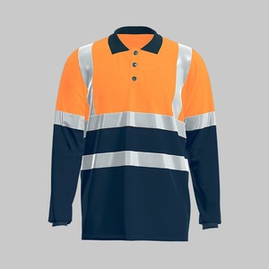 Camisa de Trabajo de Seguridad de Alta Visibilidad, Amarilla y Azul Marino, de Manga Larga, con Tiras Reflectantes, para Construcción Vial, Impermeable - Product Image 2