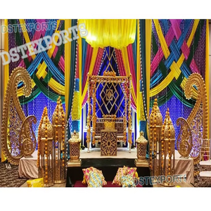 ของตกแต่งสำหรับมุสลิมสไตล์โมร็อกโก Sangeet ที่สวยงามการตกแต่งเวทีแกว่งที่มีสีสันด้วยโคมไฟโมร็อกโก - Product Image 1