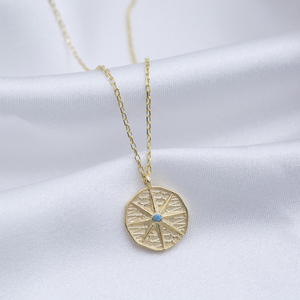 Minimaliste Turquoise CZ Pierre 925 Bijoux En Argent North Star Charm Collier Turc En Gros - Product Image 4